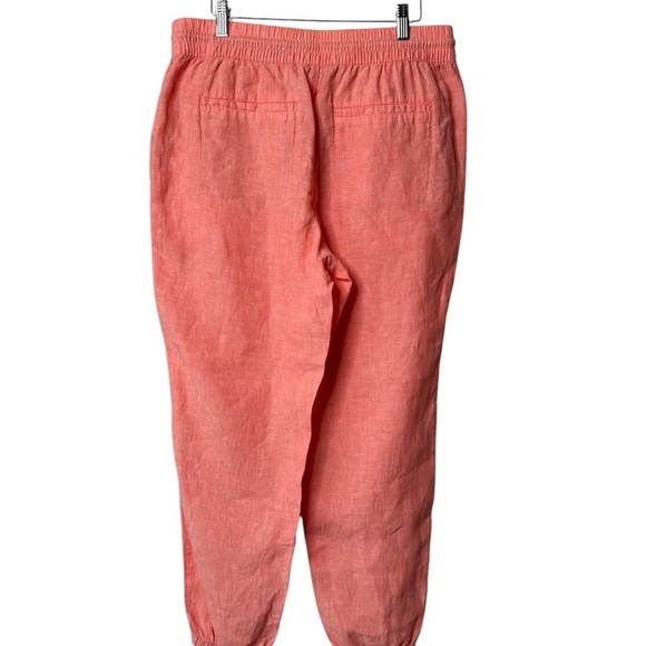 Athleta Retreat Linen Drawstring Waist Joggers Sunset Glow Garden Orange Size 12 - Picture 12 of 16